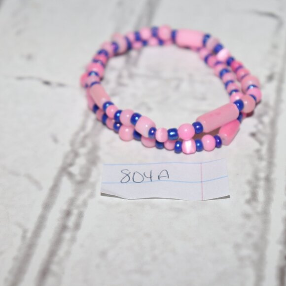 🌸💙 Pink & Blue Glass Beaded Bracelet Set · 7" · Cotton Candy Glow ✨ - Picture 3 of 5
